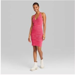 Wild Fable Pink Space Knit Halter Dress